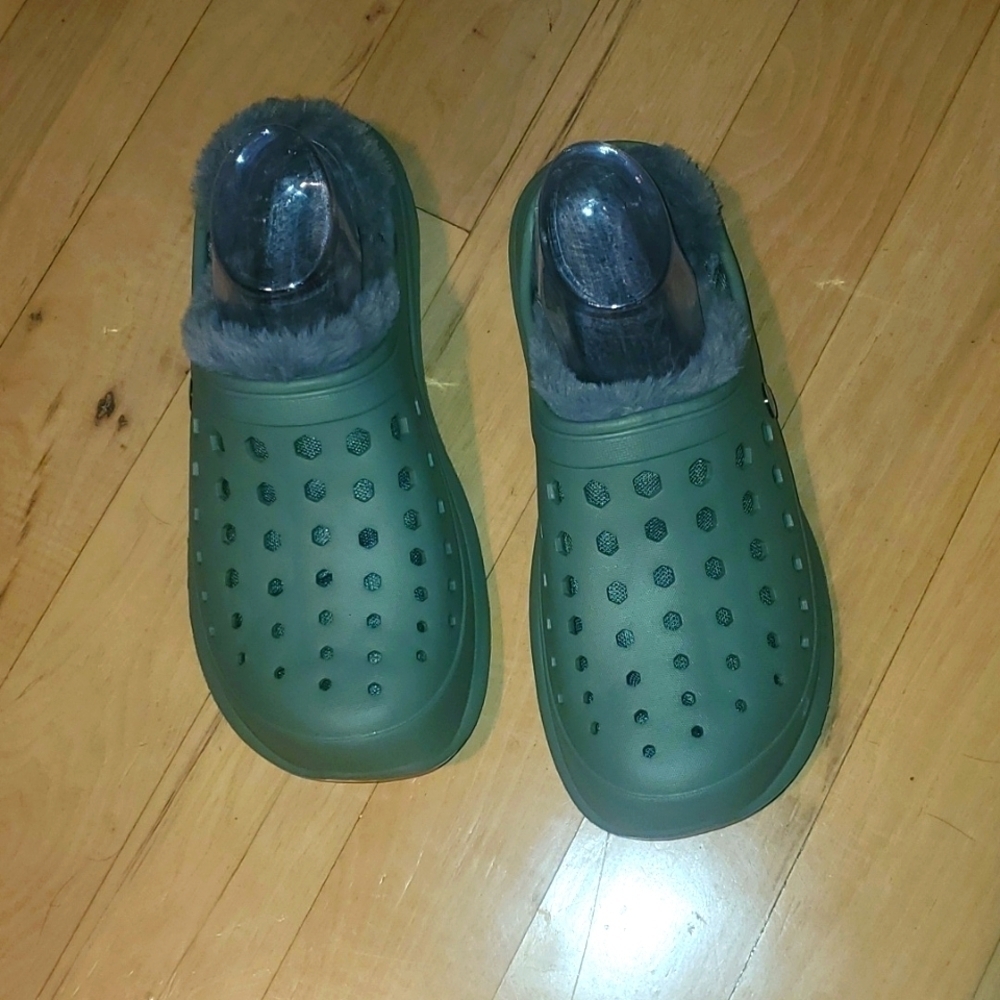 Joybees Unisex Green Cozy Lined‎ Sz. M (8) W (10) Faux Shearling Clogs Slippers